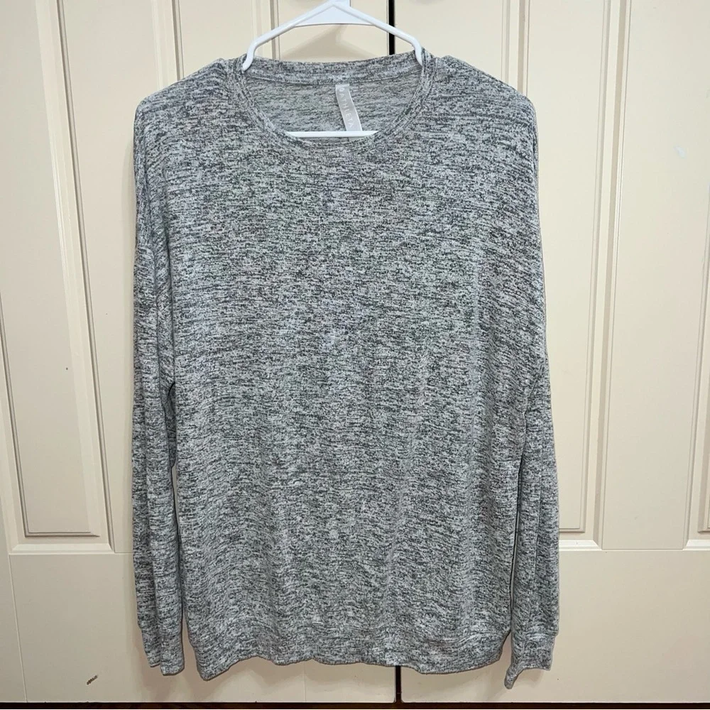 Athleta Gray Oversized Super Stretchy Jersey Knit Long Sleeve Shirt Size Small - Picture 1 of 6